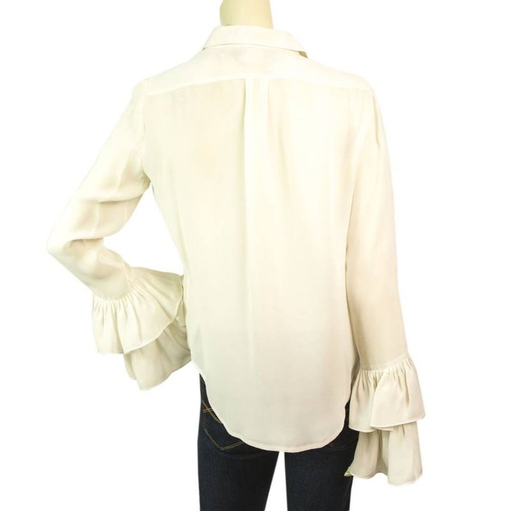White Womens Ruffled Button Down Front - image 4
